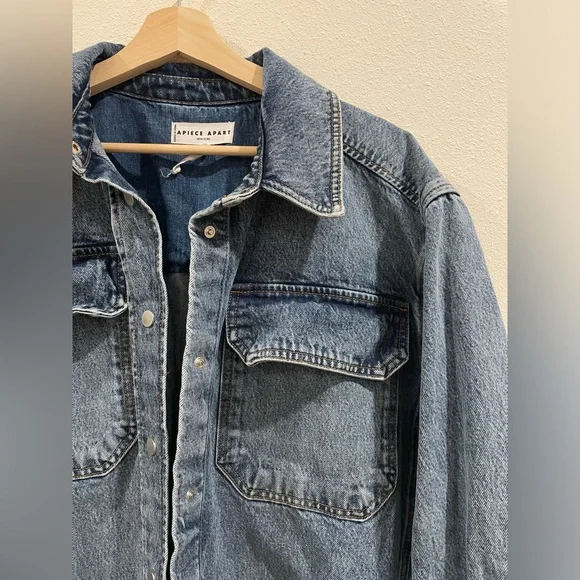 APIECE APART Oversized Denim Button Up Jacket Size Large - Picture 9 of 14